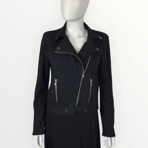 Chaser Black Motorcycle Jacket Biker's Zippered Women's Heavyweight Cloth